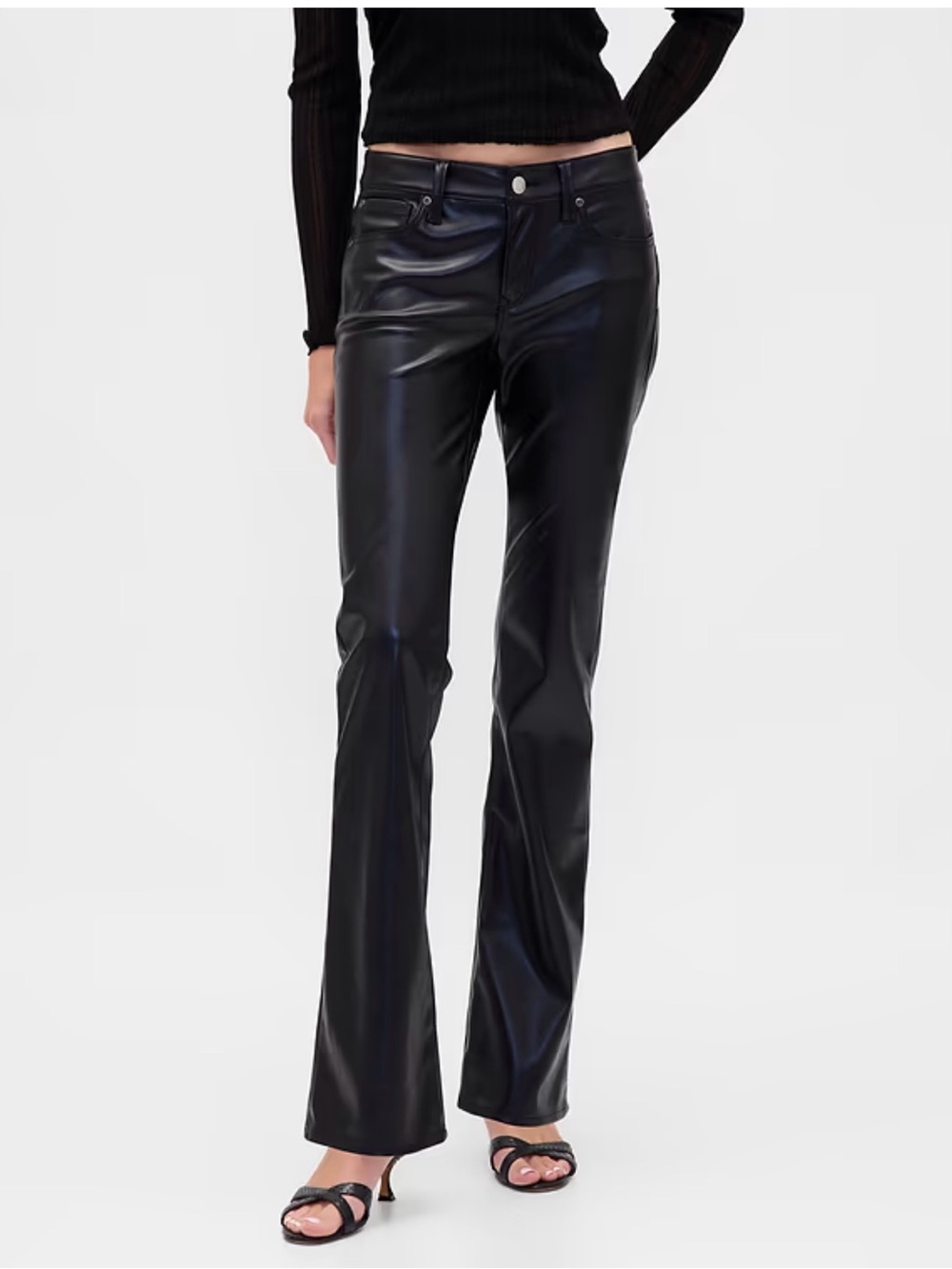 GAP Black Faux Leather Boot-Cut Pants